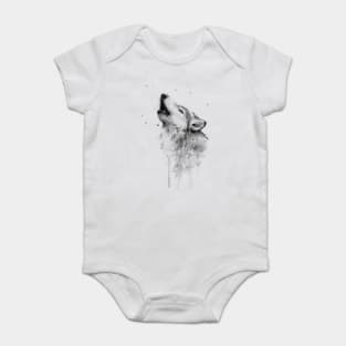 Howling Wolf Watercolor Baby Bodysuit